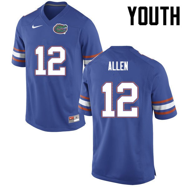 Florida Gators Youth #12 Jake Allen College Football Blue